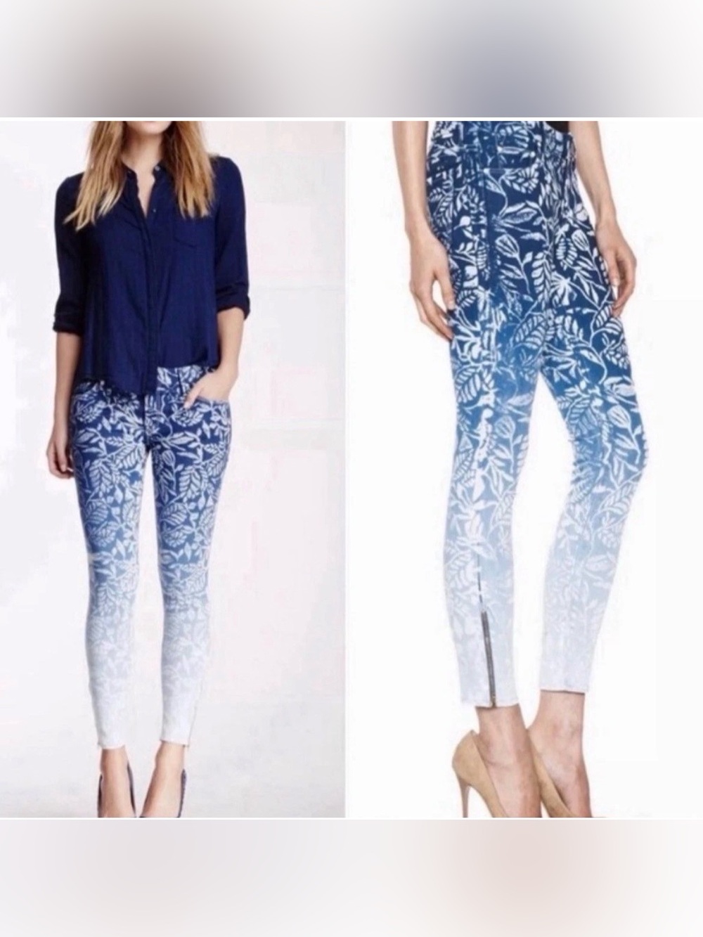 Mother Women’s Looker Ankle Zip Ombré Magical Flowers Floral Jeans Size W26 Chic